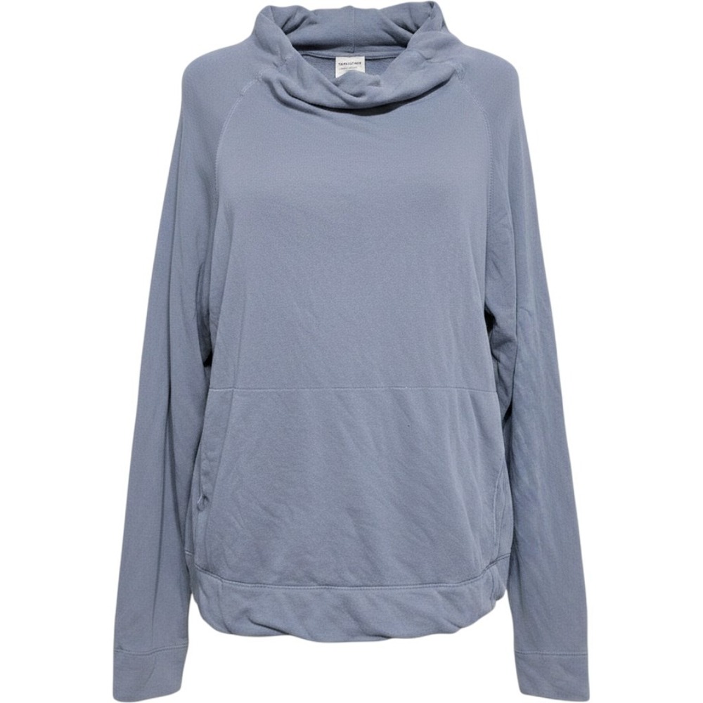 STANDARD JAMES PERSE Women's blue gray long sleeve cowl neck pullover pocket 2 M